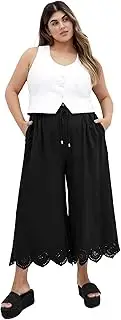 [City Chic] Women's Plus Size Pants - Alaia Crochet Cropped, Black, 24 Plus