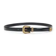 [Valentino Garavani] Valentino Garavani-Black Calf Leather H20 V Logo Signature Belt-Uomo 100 CM
