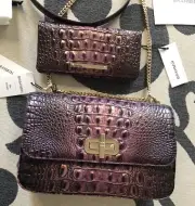 Brahmin Rosalie Luxe Chain Crossbody Shoulder Bag & Ady Wallet Set NWT ~ Fig Jam