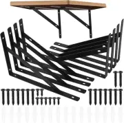 8 Pcs Heavy Duty Shelf Brackets, Floating Metal 9.84 x6.29 inch, Black