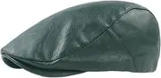 [Lifup] Men Women Newsboy Flat Cap PU Leather Gatsby Ivy Beret Cap, Green 2, One Size