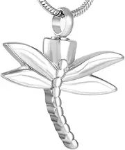 KETIME Pet Remembrance Jewelry Stainless Steel Dragonfly Memorial Urn Pendant Keepsake Cremation Necklace for Ashes