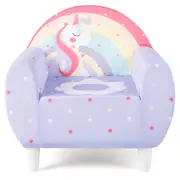 Costway Unicorn Couch Upholstered Armchair w/Breathable Spandex Fabric Reading Chair Purple