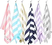 Dock & Bay Beach Towel - Quick Dry, Sand Free - Compact, Lightweight - 100% Recycled - Includes Bag - Cabana - Set of 6 - Large (160x90cm, 63x35)