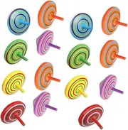 Wooden Gyro Toys for Children 15pcs Top Toys Hand-Eye Coordination Toys Random