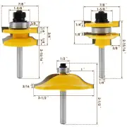 3Pcs 1/4 Inch Shank Router Bit Set Raised Panel Router Bit Cabinet Door⊘▣●