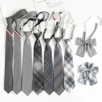 在飛比找ETMall東森購物網優惠-灰色條紋格子復古學士服配飾領帶