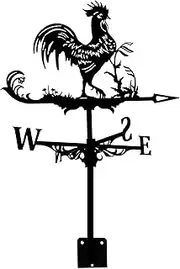 Wind vanes, Outdoor Garden Metal Weather Vane Weathervane for Roof - Rooster Silhouette Wind Direction Indicator Stake s Direction Indicator for Garage Cupola Barn Decor