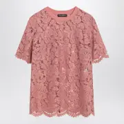 [Dolce & Gabbana] Pink Lace T-shirt 38 IT Pink