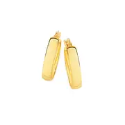 9ct Gold 4x15mm Half Round Hoop Earrings