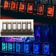 Digital Nixie Tube Clock RGB Digital Clock LED Glows Wooden Clock Retro Gift