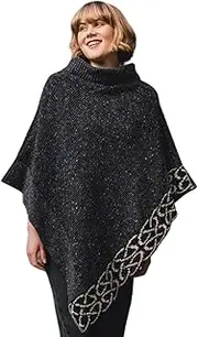 [Bill Baber Knitwear] Celtic Knot Cape 100% Merino Donegal Wool Mull Poncho for Women