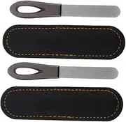 VALICLUD 2sets Double-sided Nail File Stainless Steel Nail Buffer with Anti- Handle for Manicure Pedicure Compact Portable Tool for Travel