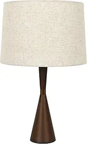 Beacon Lighting Wirth 1 Light Table Lamp on Walnut with Natural Linen Shade and Brass Details