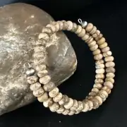 Brown Picture Jasper 6mm Wire Bead Bracelet Navajo Sterling Silver 15244