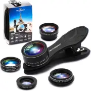 APEXEL 5 in 1 Wide Angle Macro Fisheye Phone Camera Lens Set For iPhone Samsung