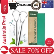 Tongue Scraper 2 Pack Cure Bad Breath Medical Grade Stainless Steel Tongue Clean