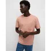 Mens M&S Collection Pure Cotton Midweight Pocket T-shirt - Melba Blush
