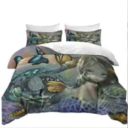 Mermaid and Butterflies Fantasy Painting Sea Monarch Quilt Cover