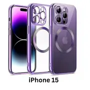 Shockproof Case Slim MagSafe Plating For iPhone 15 Purple