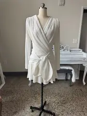 New MISHA Amelie White Wrap Tie Dress Size 4 Or small S from REVOLVE