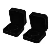 Black Velvet Bracelet Bangle Cuff Box Travel Storage Bracelet Box-Black-2pcs
