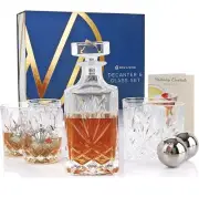 Nou Living 11 Pc Crystal Whiskey Decanter Set with Glasses-Classic
