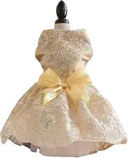 Dog Wedding Dress Skirt Puppy Cat Floral Dress Pet Birthday Party Costume for Spring Summer (Champagne, XL)