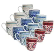 12PK Lavida Ceramic Drinking Beverage Tea/Coffee Mugs Moroque 10.5x8.5cm Assort