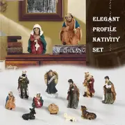 Elegant Nativity Set, Includes Holy Family Resin Decorative Figures As shown