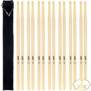 14 Packs 7pairs 5A Natural Drum SticksWood Tip Drumsticks with Waterproof Bag...