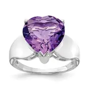 Sterling Silver 14K White Gold Plated Amethyst Gemstone Birthstone Ring Fine Jewelry Gift for Her