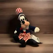 Disney Store Uncle Sam Goofy Bean Bag Plush 4th Of July Patriotic 11" W Tag