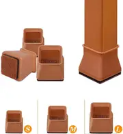 Ersam 16 Pack Square Chair Leg Floor Covers, Felt Pads Under Furniture Foot Cups, Chair Leg Covers Prevent Scratch And Noise, Fits 0.7-1", Brown Sq...