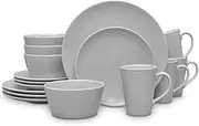 [Noritake] GOG Swirl 16-Piece Coupe Set, Service for 4 in Grey, Multicolor