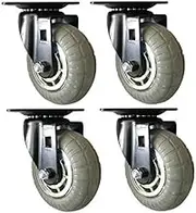 8268E Designer Casters 3 inch Soft Rubber Chrome & Black Designer Caster, 4 Pack