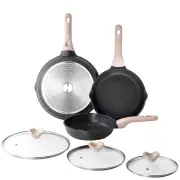 Nonstick Frying Pan Set with Lids, 3 Piece Skillet Set, Healthy Induction Coo...