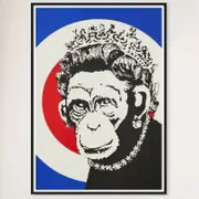 Galrie Banksy Monkey Queen Art Print Iconic 2003 Masterpiece, Black Frame, A0 84 x 119cm (33 x 47inch)