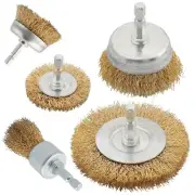 5 Pcs Brass Wire Brush Kit for Drill Used to Clean Rust Flakes Abrasive Drill