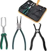 3pcs Fuel Line Pliers Set Fuel Line Hose Clips Pipe Clamp Tool, Fuel Filter Caliper Hose Pipe Clamp Clip Pliers and 80 Degree Disconnect Pliers Set for Auto Maintenance, Includes Storage Case