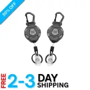 2-Pack Heavy Duty Retractable Keychain with 31.5” Steel Cord - Secure Badge Reel