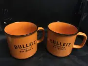 New 2x BULLEIT Frontier Whiskey ceramic Coffee Cups CAMPING OUTDOOR