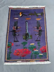 2'10x3'11 Afghan War Rug – Hand Knotted Modern Oushak Style Pictorial Art Carpet