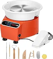 VIVOHOME Upgraded Compact 25CM LCD Touch Pottery Wheel Forming Machine, Electric Ceramic Clay Wheel with Foot Pedal and Detachable Basin, DIY Tools for Adults Beginners Orange