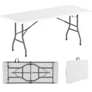 180cm Portable Folding Table with Lock and Metal Legs for Outdoor Use