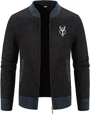 [Generic] Traditional Cardigan for Men, Warm Pockets Hooded Sweater Wool Jacket V Neckline Winter with Buttons Winter Coat Traditional Jacket Cardigan Thick Outdoor Long arm Cardigan Knit Coat
