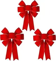 SIMISI RIBBON 3 Packs Red Bows Christmas Decorations Big Wired Velvet Bow with Gold Border for Wreaths Outdoor, Gift Wrapping, Tree Topper, Outside (12 * 14 inch)