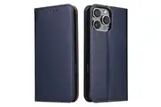 For iPhone 16 Pro Max Case Leather Flip Wallet Folio Cover Stand Blue