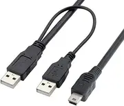 chenyang USB 2.0 to Mini USB 5Pin Data Cable with Extra Power Cable for Hard Disk Drive