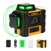 EU Direct KAIWEETS KT360A 3x360 Green Line Laser Level with Rechargeable Battery 196ft Distance IP54 Waterproof Best for